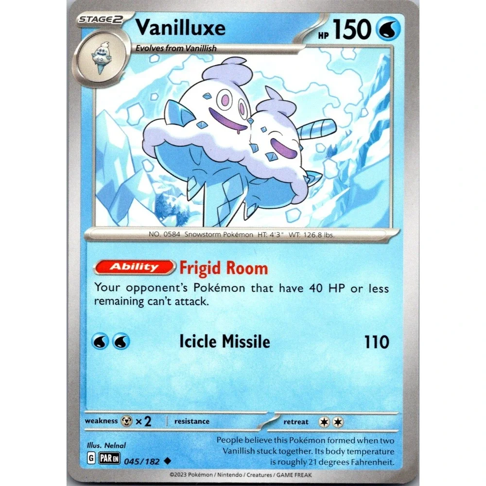 Vanilluxe 045/182 Uncommon SV04 Paradox Rift Pokemon TCG Water Stage 2‎ Card LP